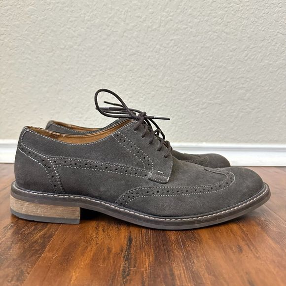 VIONIC Mens Bruno Wingtip Oxford Derby Shoes Lace Up in Suede Gray - Picture 1 of 11